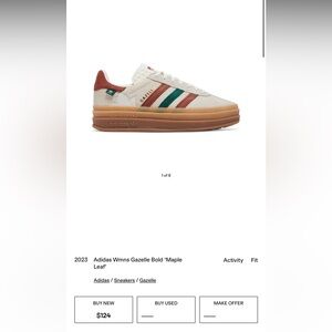 Adidas Gazelle Platform Sneakers Maple Leaf 8.5 W